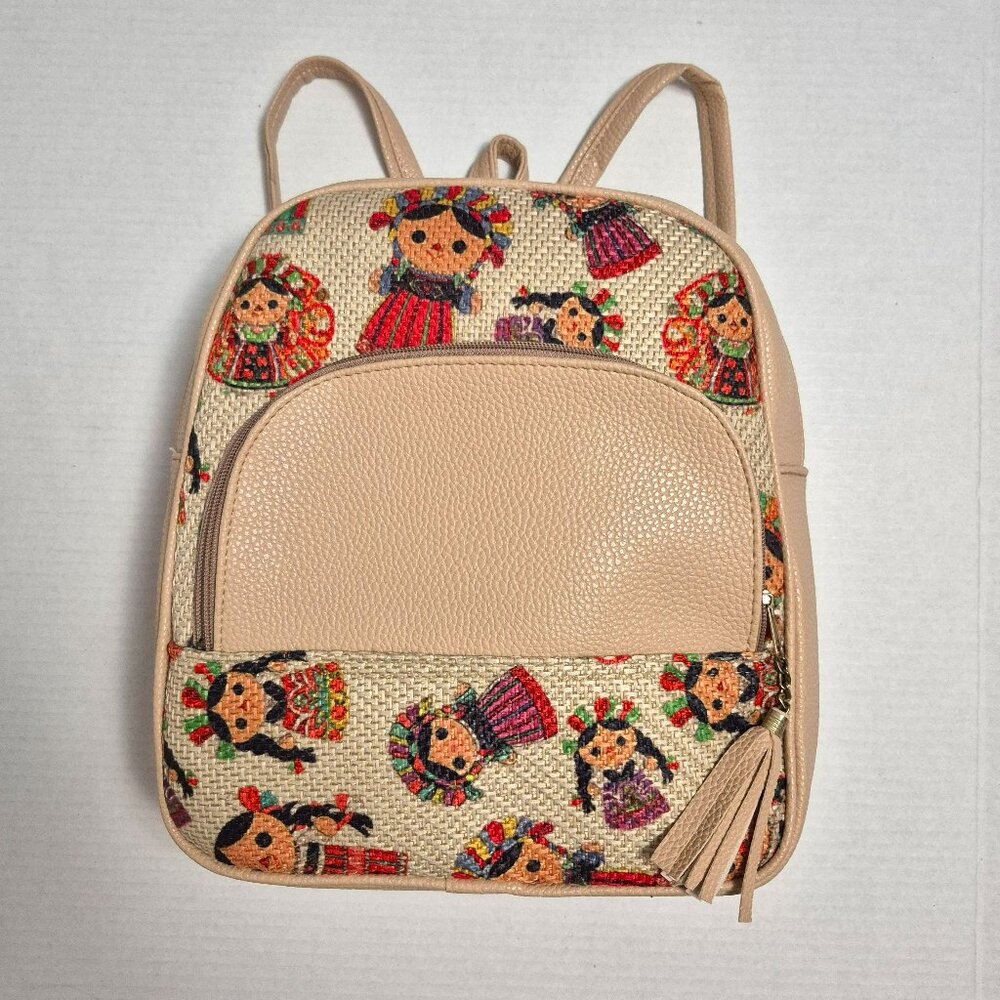 Mexican Le le Doll Backpack, Cream 100% Handcraft - New